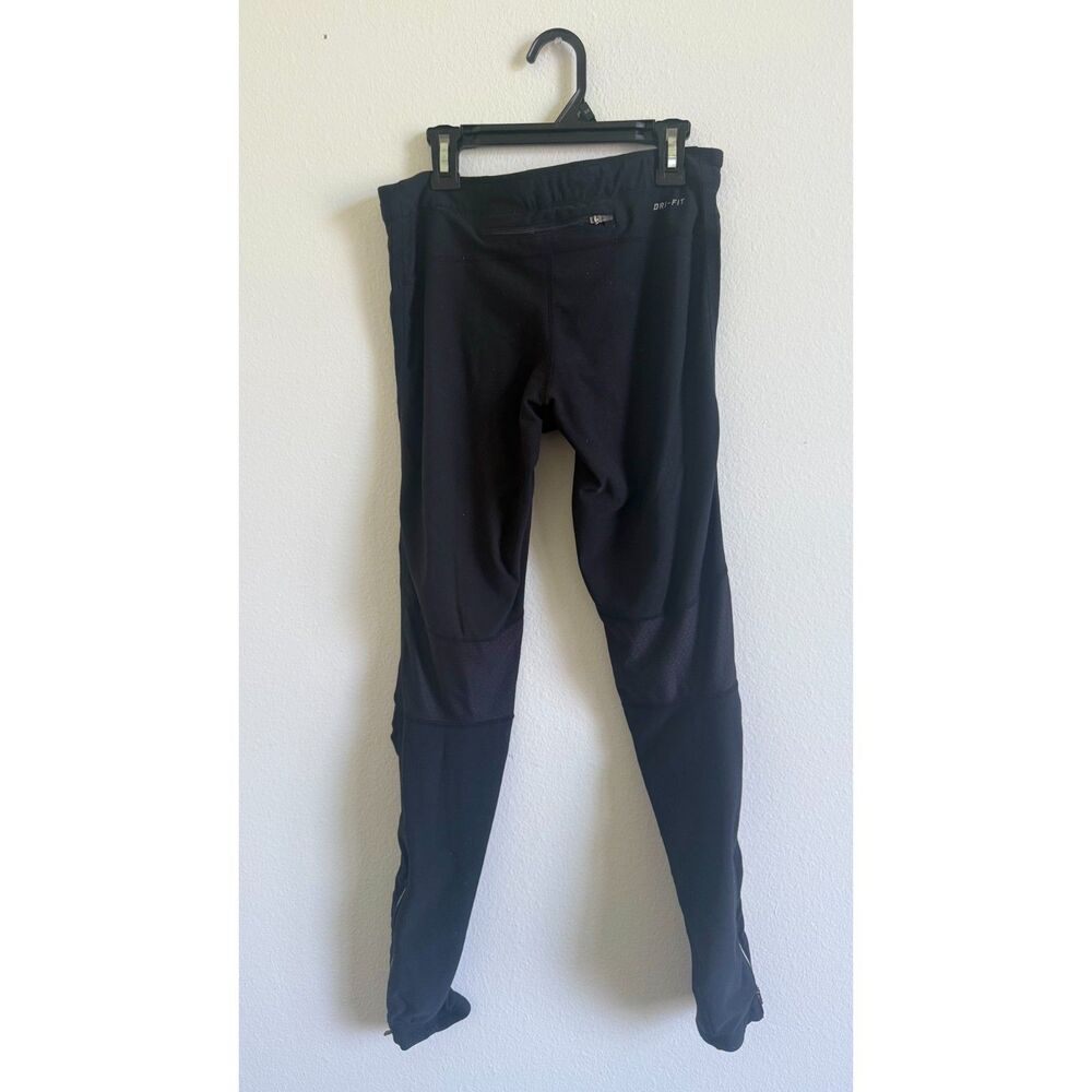 Nike Running Dri FIT Mens Medium Black Running Pants Ankle Zip Reflective